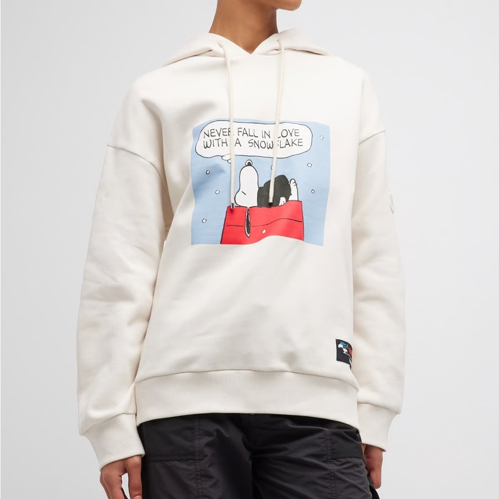 Moncler peanuts snoopy snowflake hoodie in off white